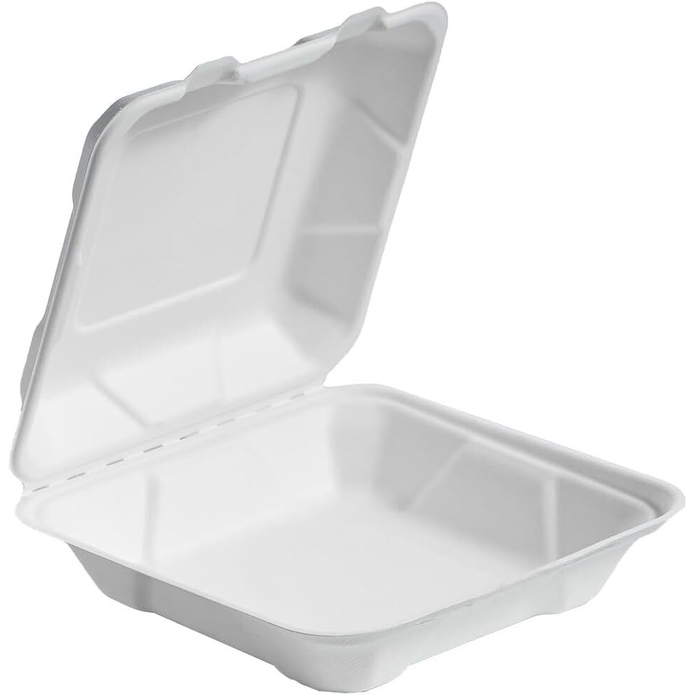 Mahavir 500 Pack 6 x6 x3  Clamshell 1 Compartment 100% Compostable Ecofriendly PFAS Free