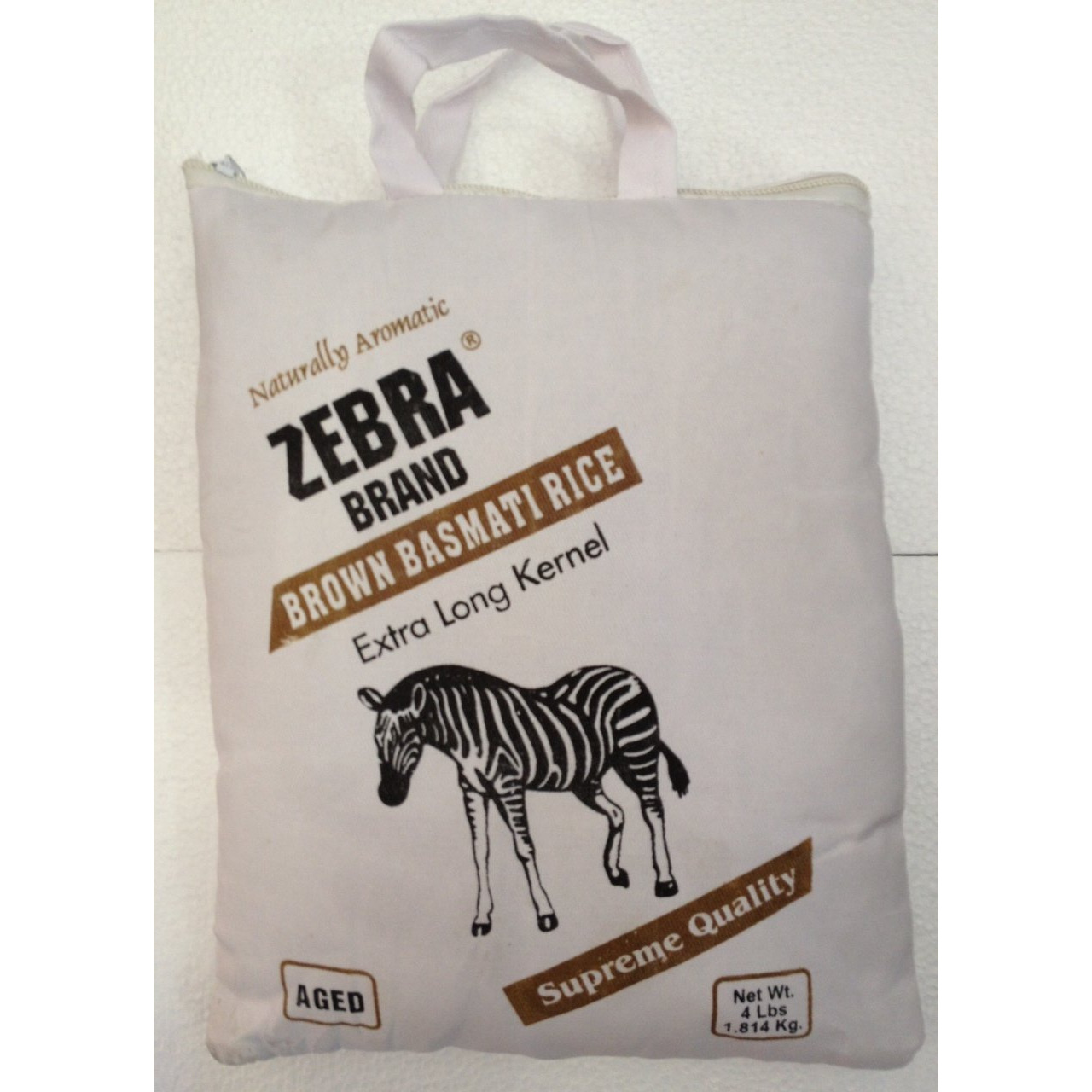 Naturally Aromatic Zebra Bron Basmati Rice Extra Long Kernel - 4lb., 1.814kg Bag