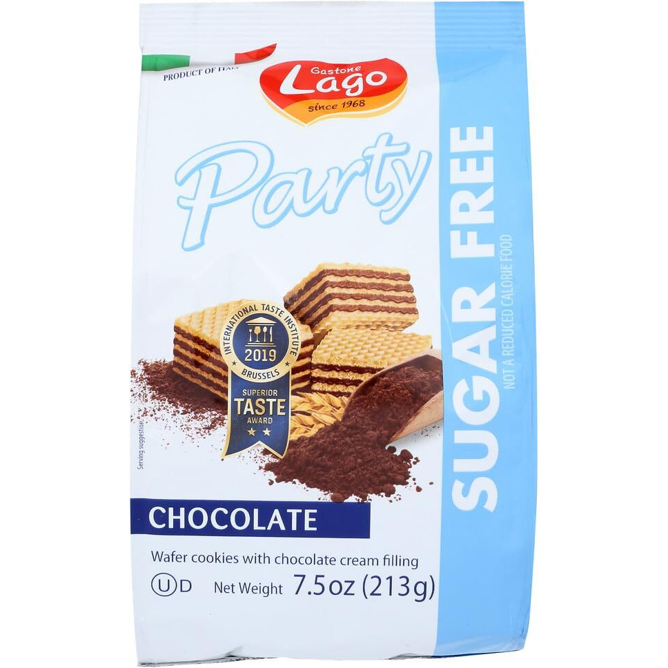 Gastone Lago Party Wafers Chocolate Cream Filling 7.5oz Chocolate Sugar Free