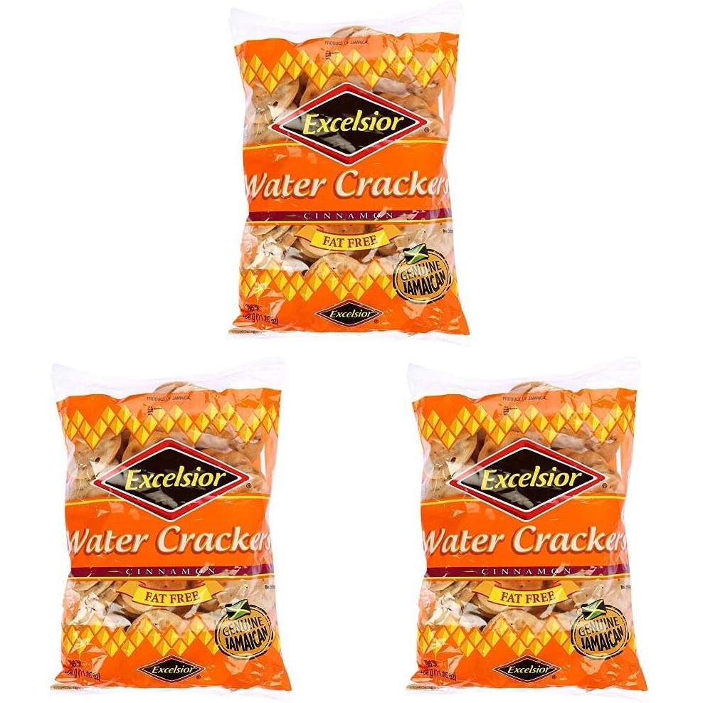 Excelsior Jamaica's Favorite Water Crackers, Cinnamon, Fat Free,11.85 oz, Packaging may vary (Pack of 3)