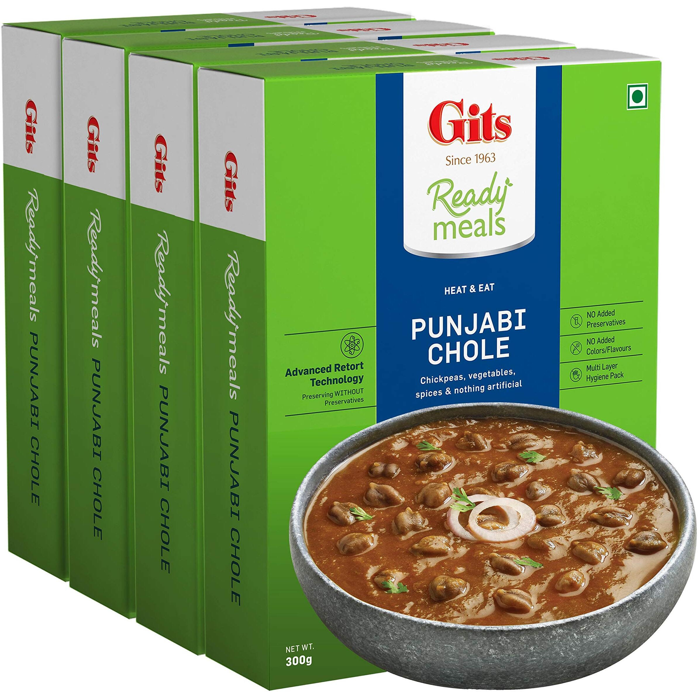 Gits Ready to Eat Punjabi Chhole, 1200g (Pack of 4 X 300g Each)