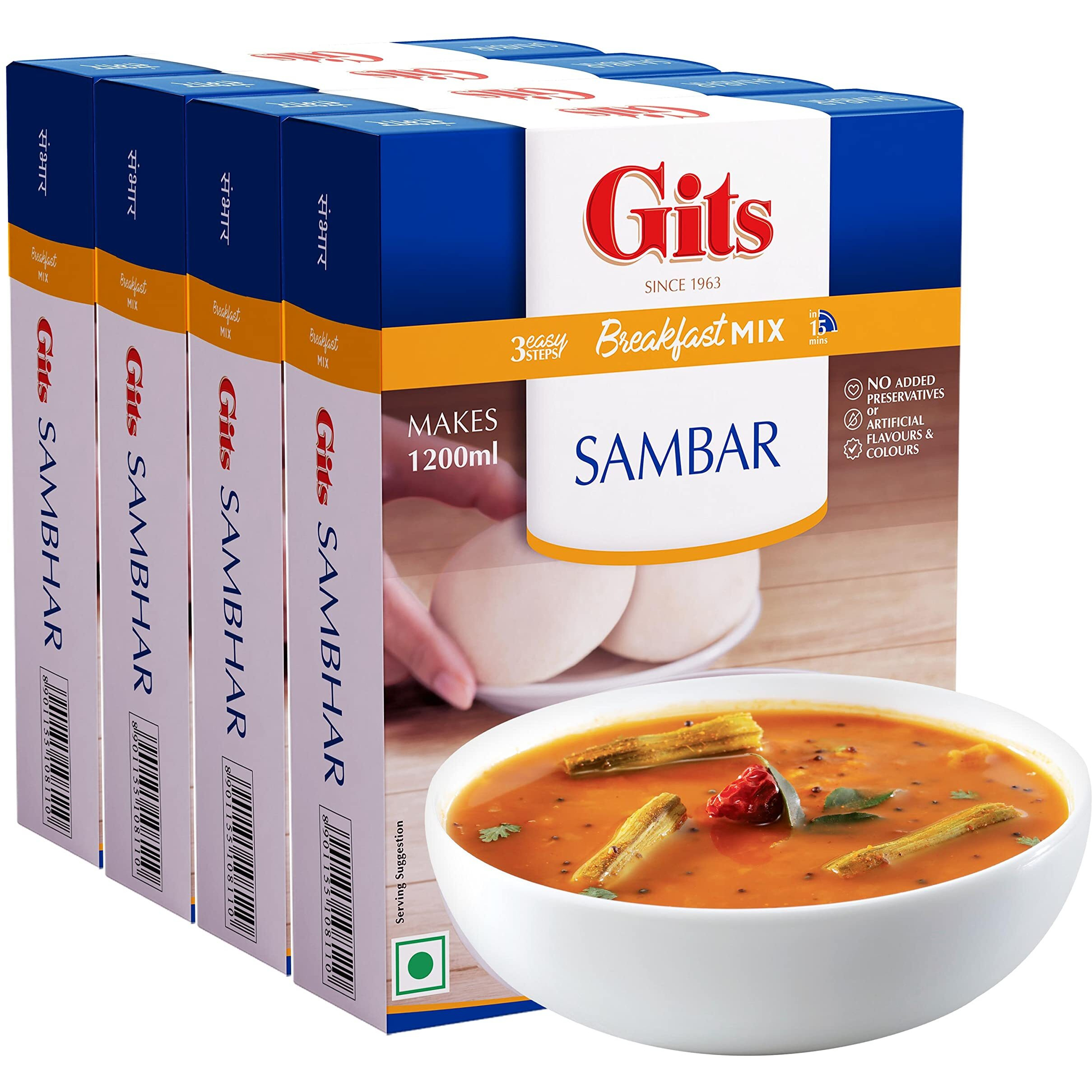 Gits Sambhar Breakfast Mix, 400g (Pack of 4 X 100g Each)