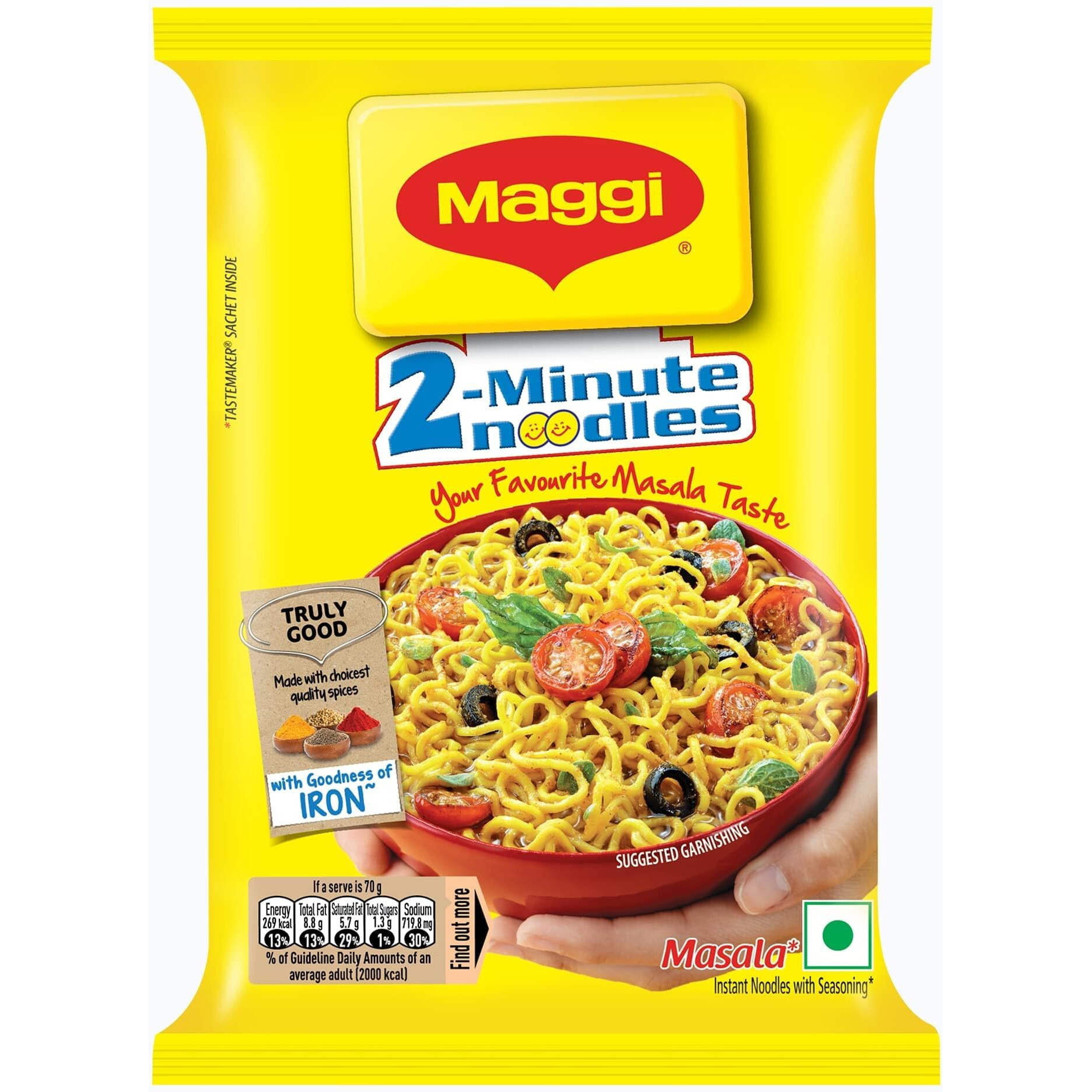 Maggi 2 Minutes Noodles Masala, 70 grams pack (2.46 oz)- 1 pack - Made in India