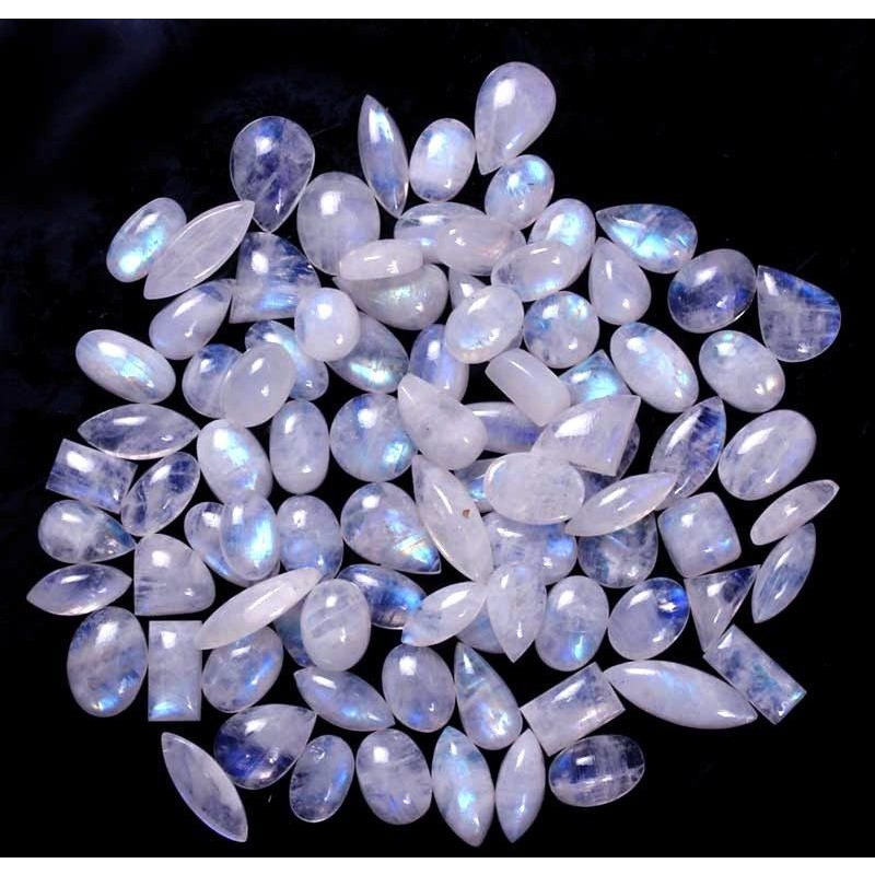 100% Natural Rainbow Moonstone Full Flash Mix Cabochon Loose Gemstone 300Cts.