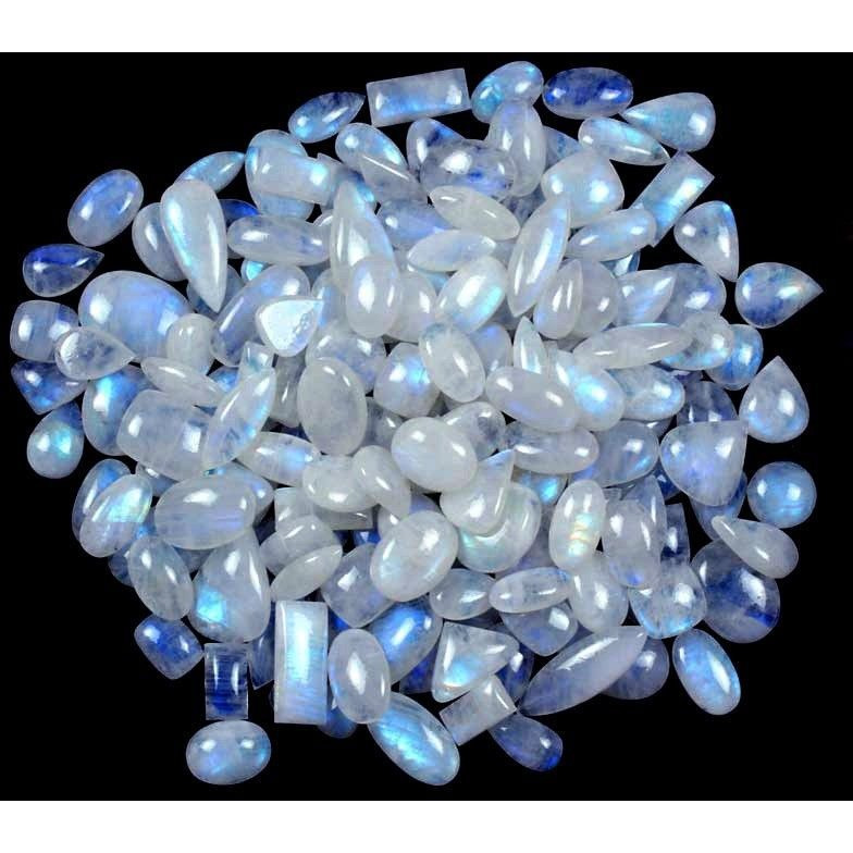 100% Natural Rainbow Moonstone Full Flash Mix Cabochon Loose Gemstone 300Cts.