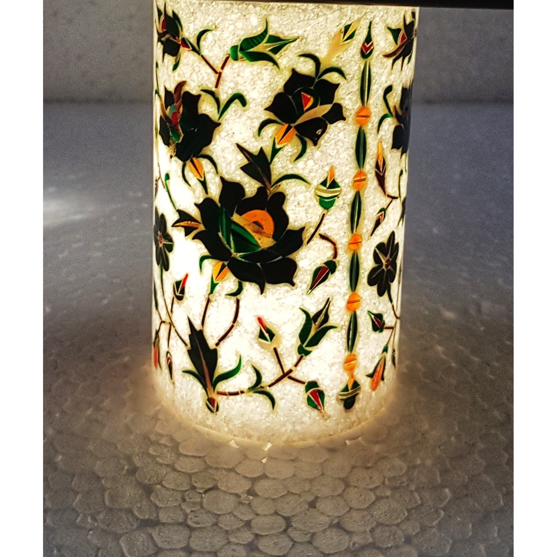 Decorative White Marble Inlay Candle Pot