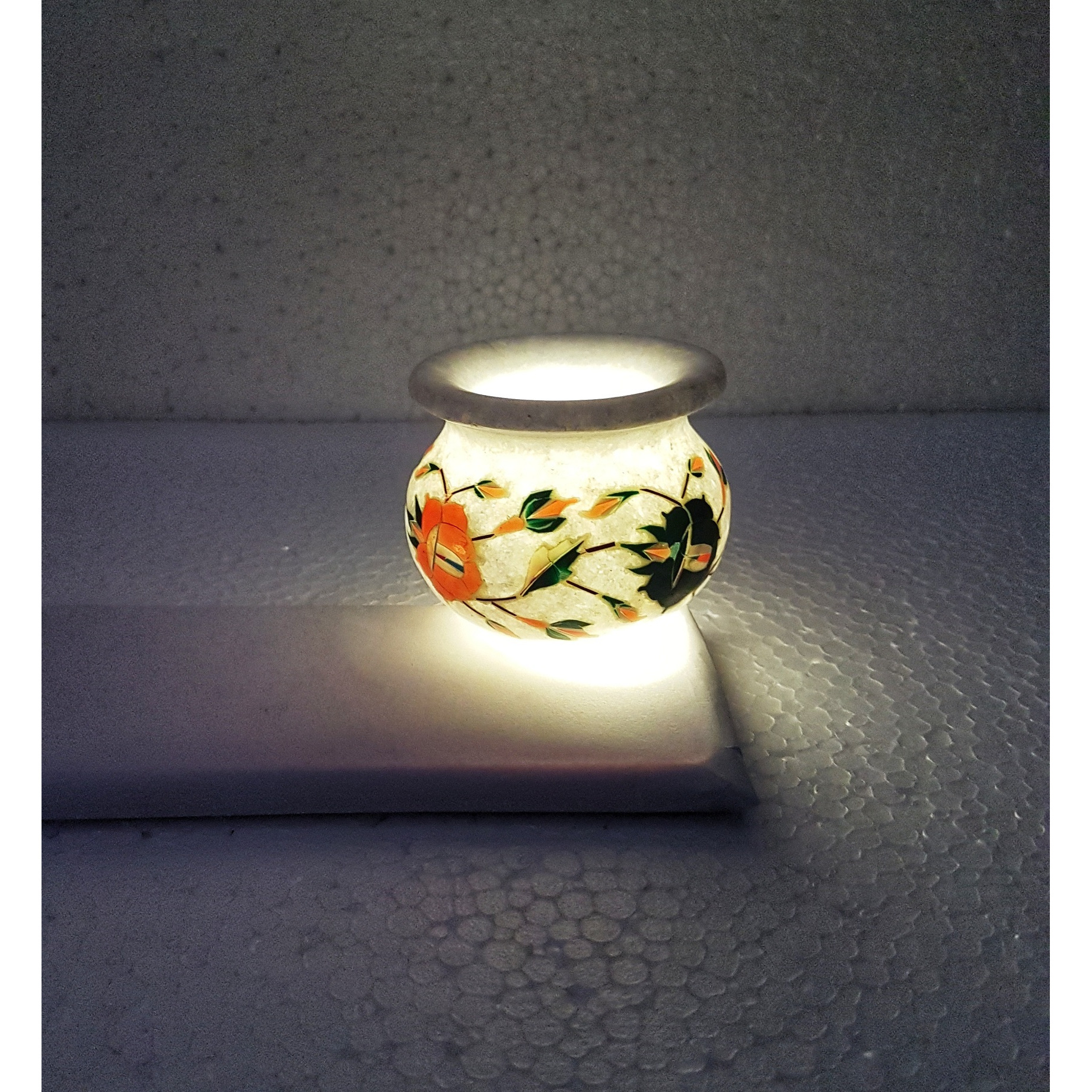 Marble Inlay Handcrafted Candle Pot