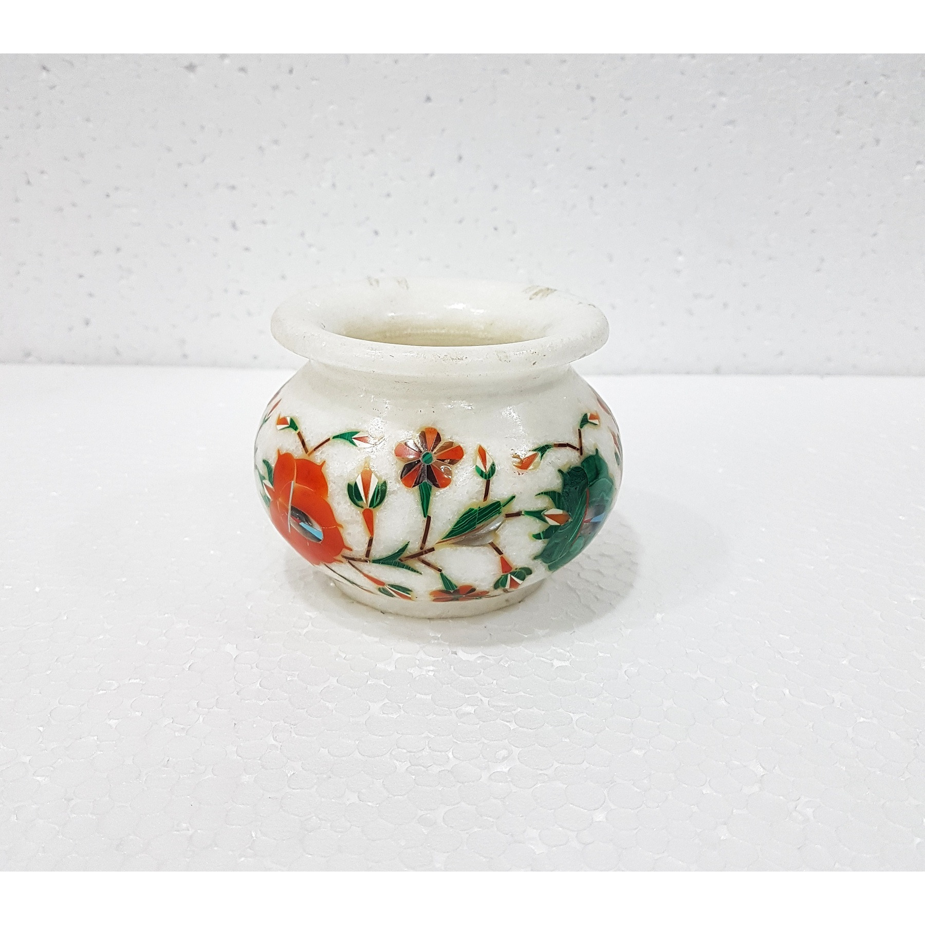 Marble Inlay Handcrafted Candle Pot