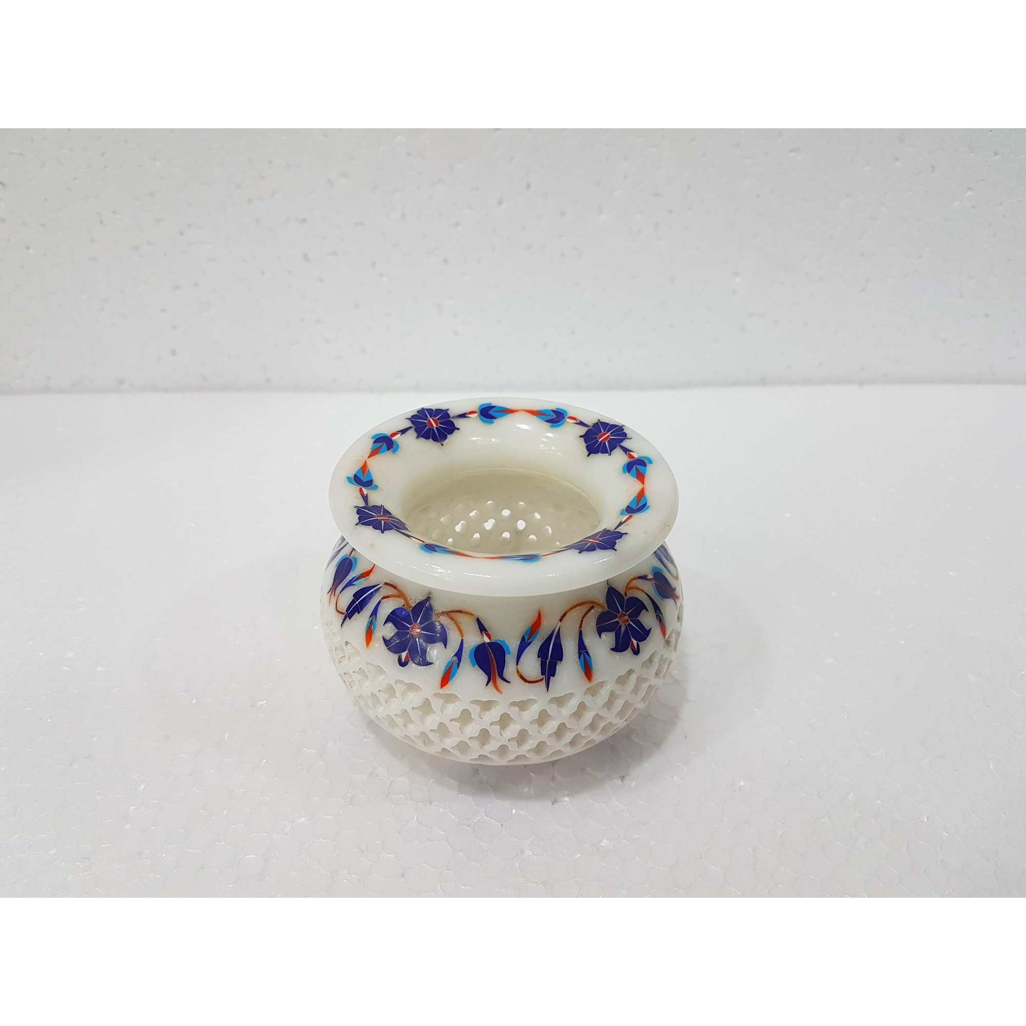 Buy Online Marble Inlay & Filigree Handcrafted Candle Pot -   1044172