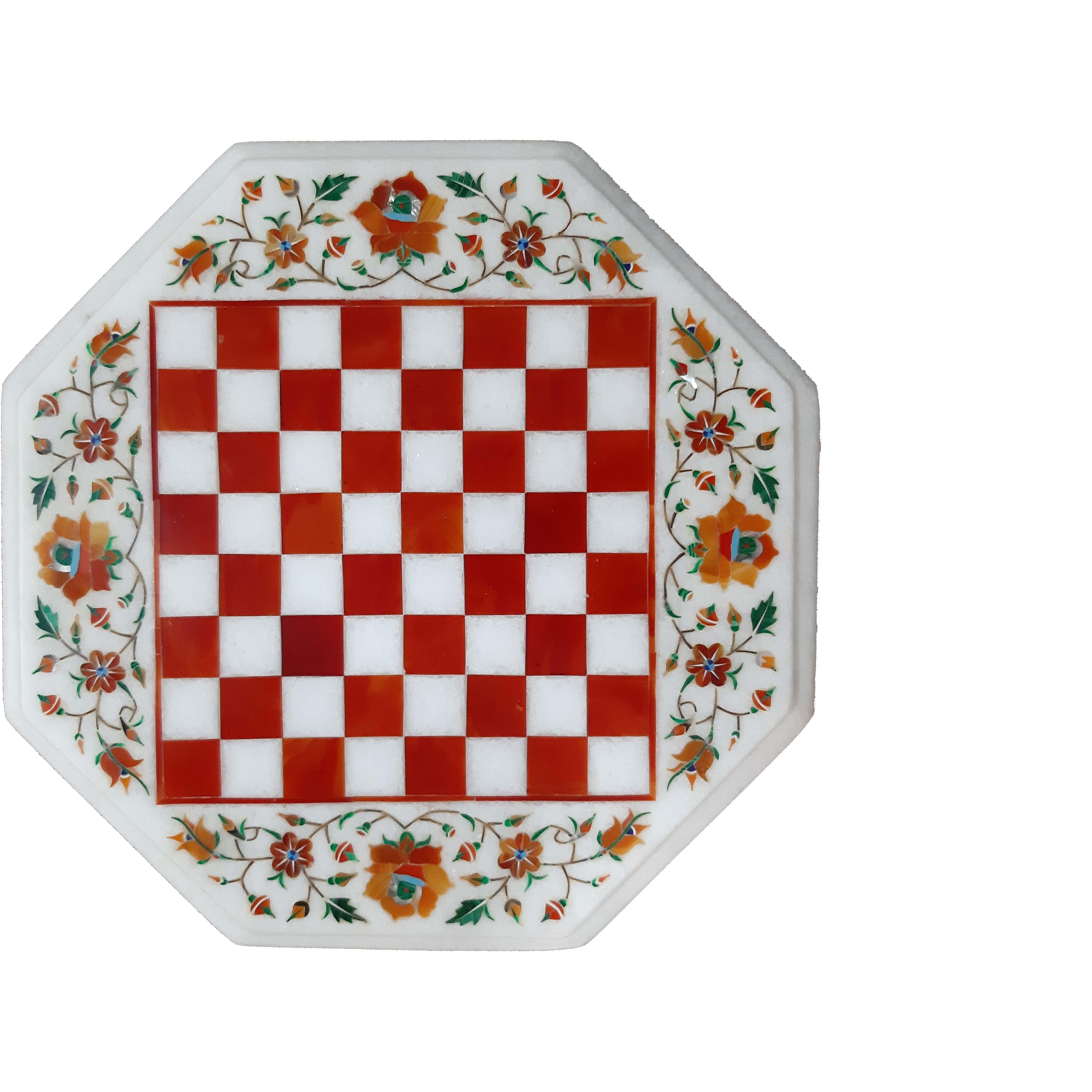 White Marble Chess Board.