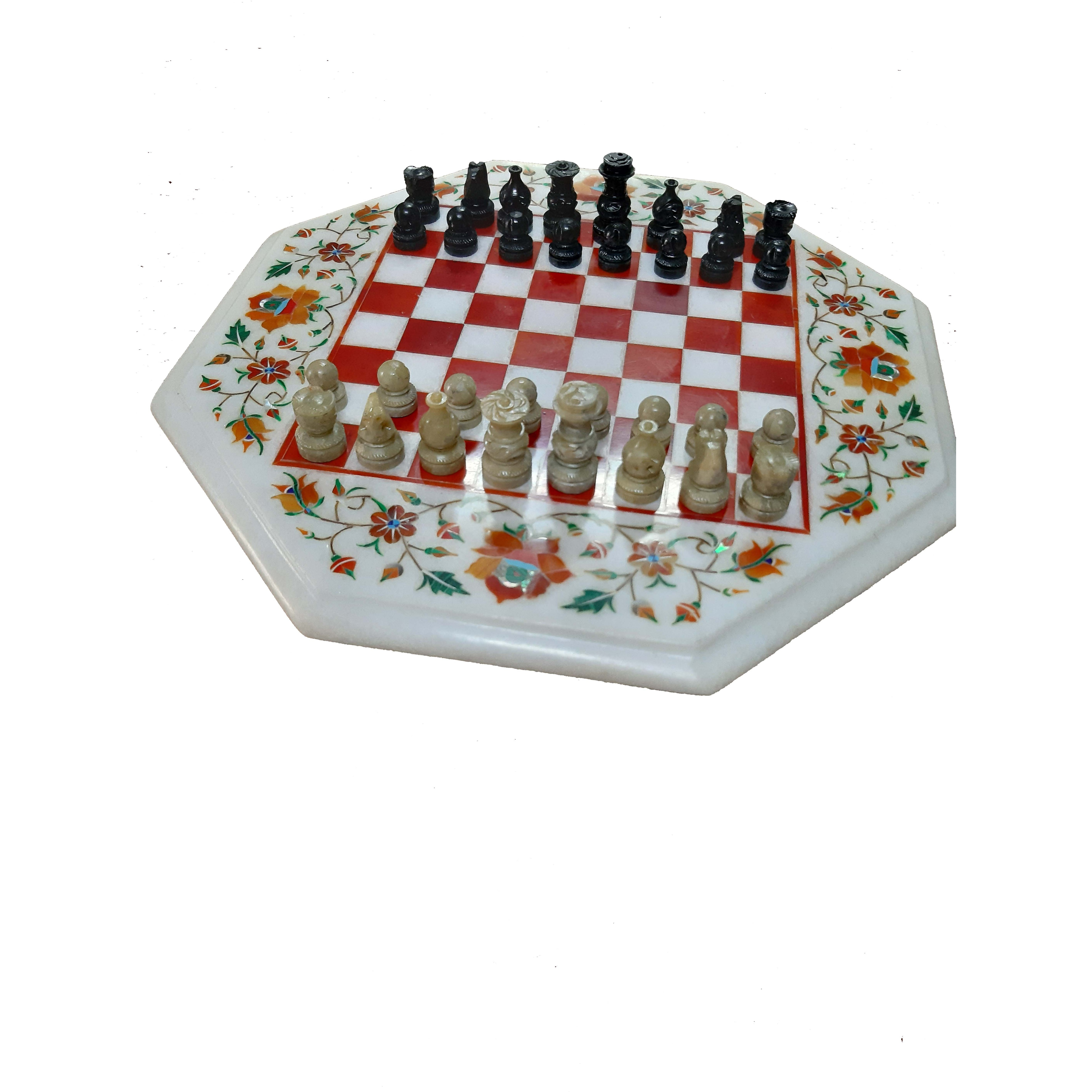 White Marble Chess Board.