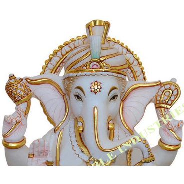 White Marble Ganesha Statue , Ganesha Moorti For Mandir, Fine Marble Ganesha Statue, Marble Ganesha