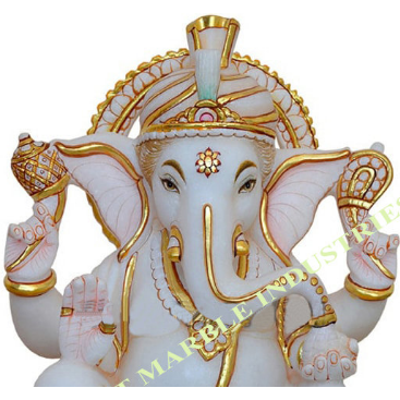 White Marble Ganesha Statue , Ganesha Moorti For Mandir, Fine Marble Ganesha Statue, Marble Ganesha