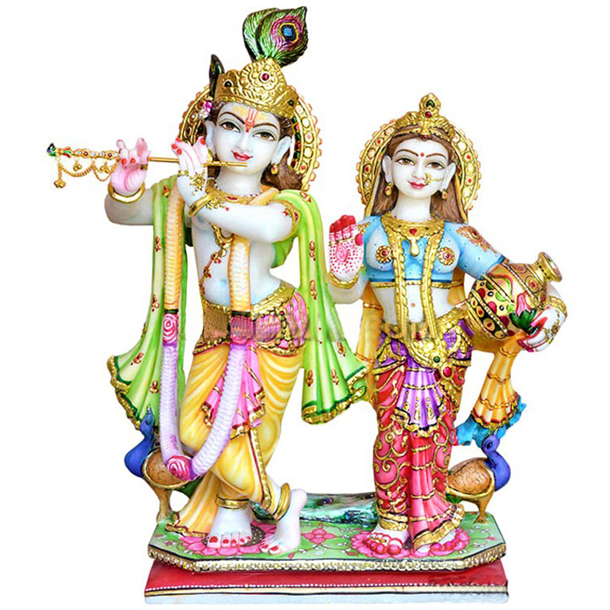 White Marble Radha Krishna Statue , Radha Krishna Idols For Mandir, Fine Quality Painted Marble Radha Krishna, Marble Radha Krishna