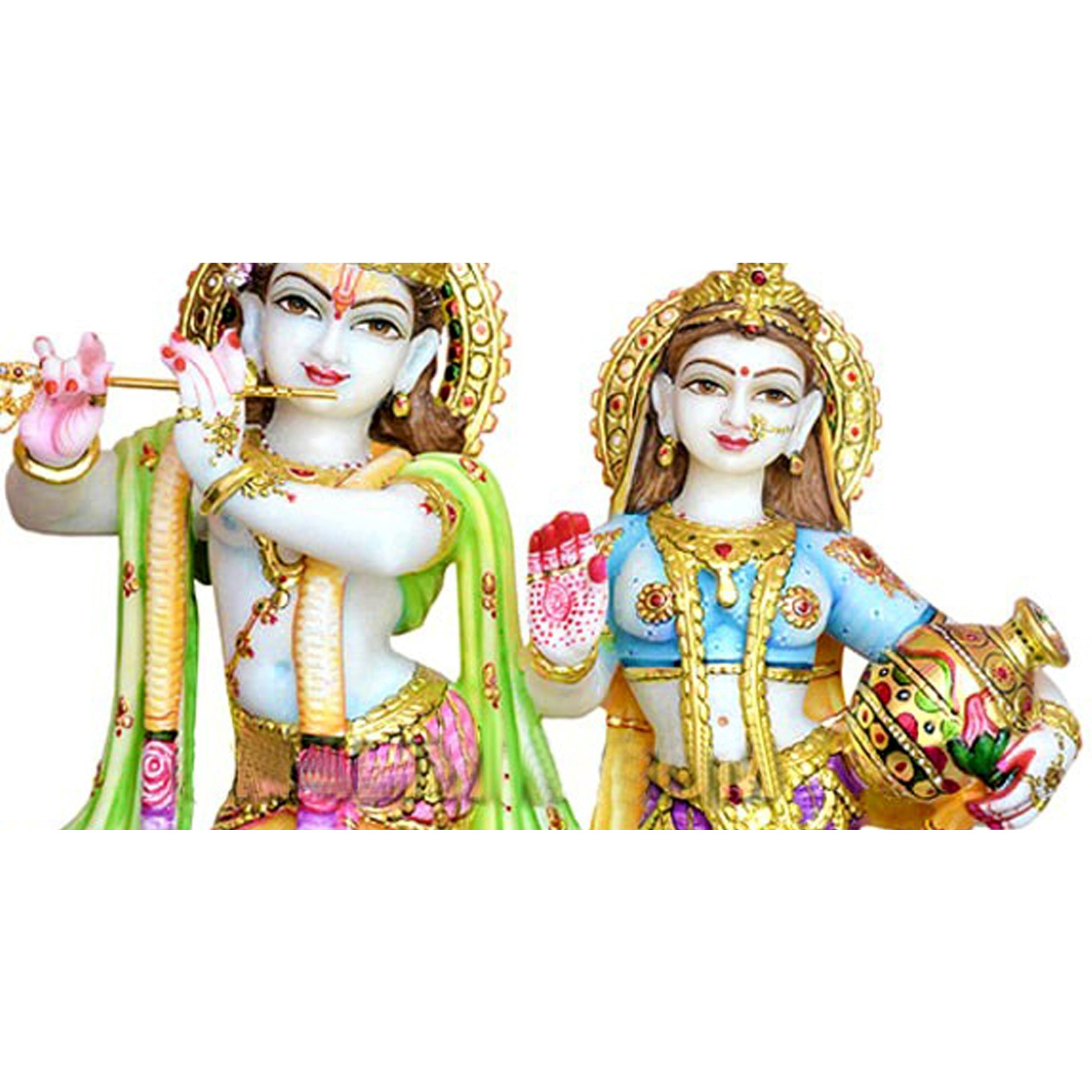 White Marble Radha Krishna Statue , Radha Krishna Idols For Mandir, Fine Quality Painted Marble Radha Krishna, Marble Radha Krishna