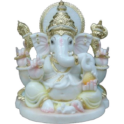 Ganesha Statue White Marble, Ganesha Moorti For Mandir, Fine Marble Ganesha Idol, Marble Ganesha