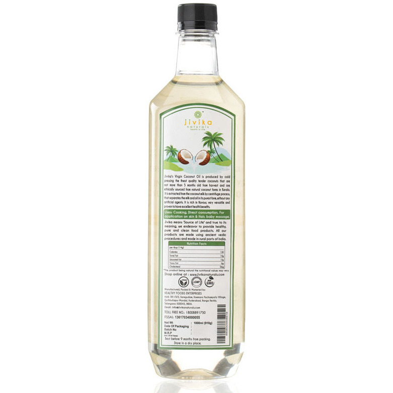 Jivika Naturals Cold-Pressed Virgin Coconut Oil 1L