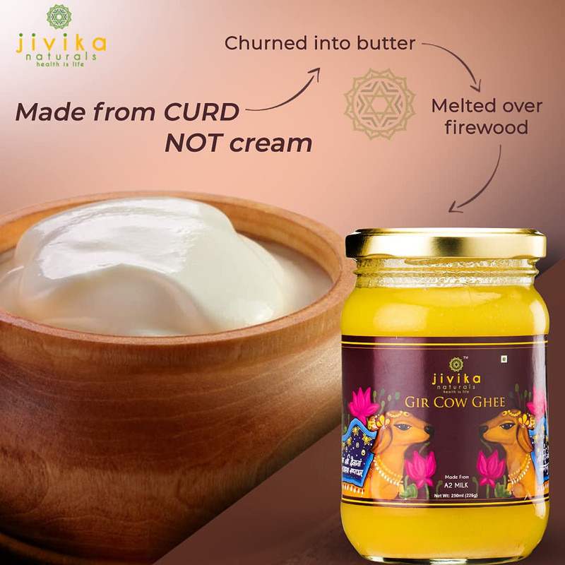 Jivika Naturals VEDIC HAND CHURNED BILONA GIR COW GHEE 250ml