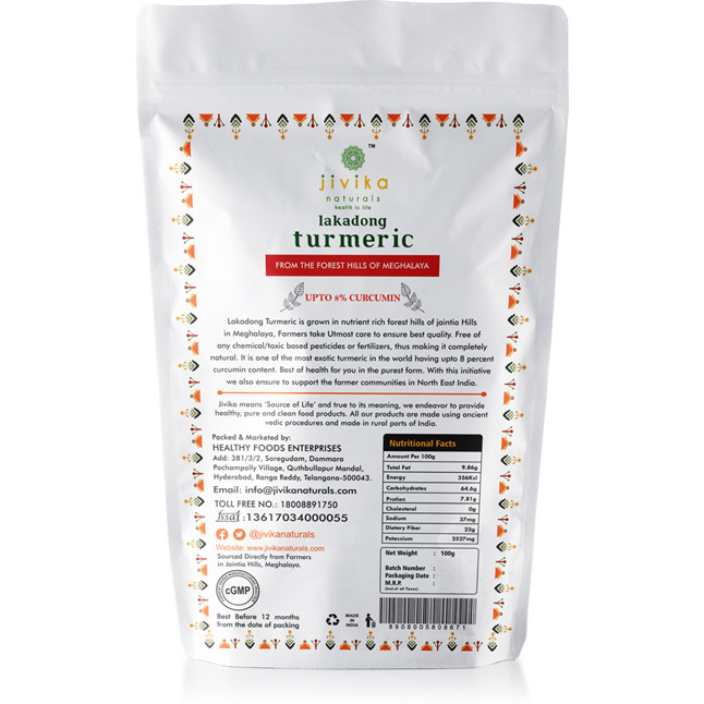 Jivika Naturals LAKADONG TURMERIC POWDER 100G