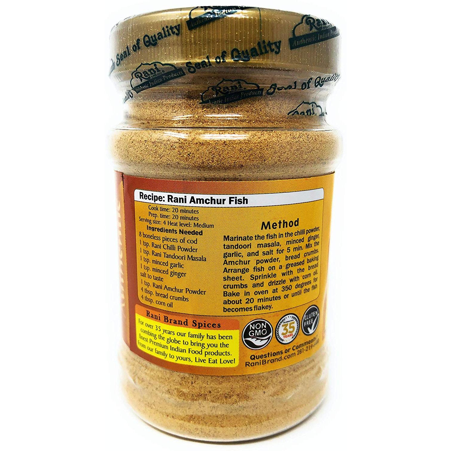 Rani Amchur (Mango) Ground Powder Spice 3oz (85g) ~ All Natural, Indian Origin | No Color | Gluten Free Ingredients | Vegan | NON-GMO | No Salt or fillers