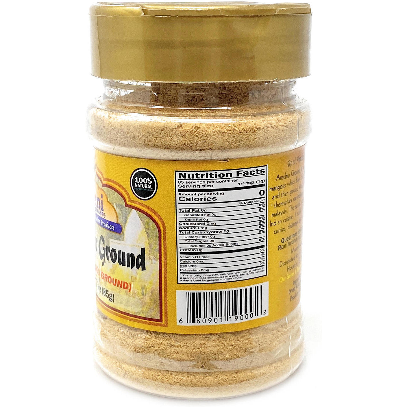 Rani Amchur (Mango) Ground Powder Spice 3oz (85g) ~ All Natural, Indian Origin | No Color | Gluten Free Ingredients | Vegan | NON-GMO | No Salt or fillers