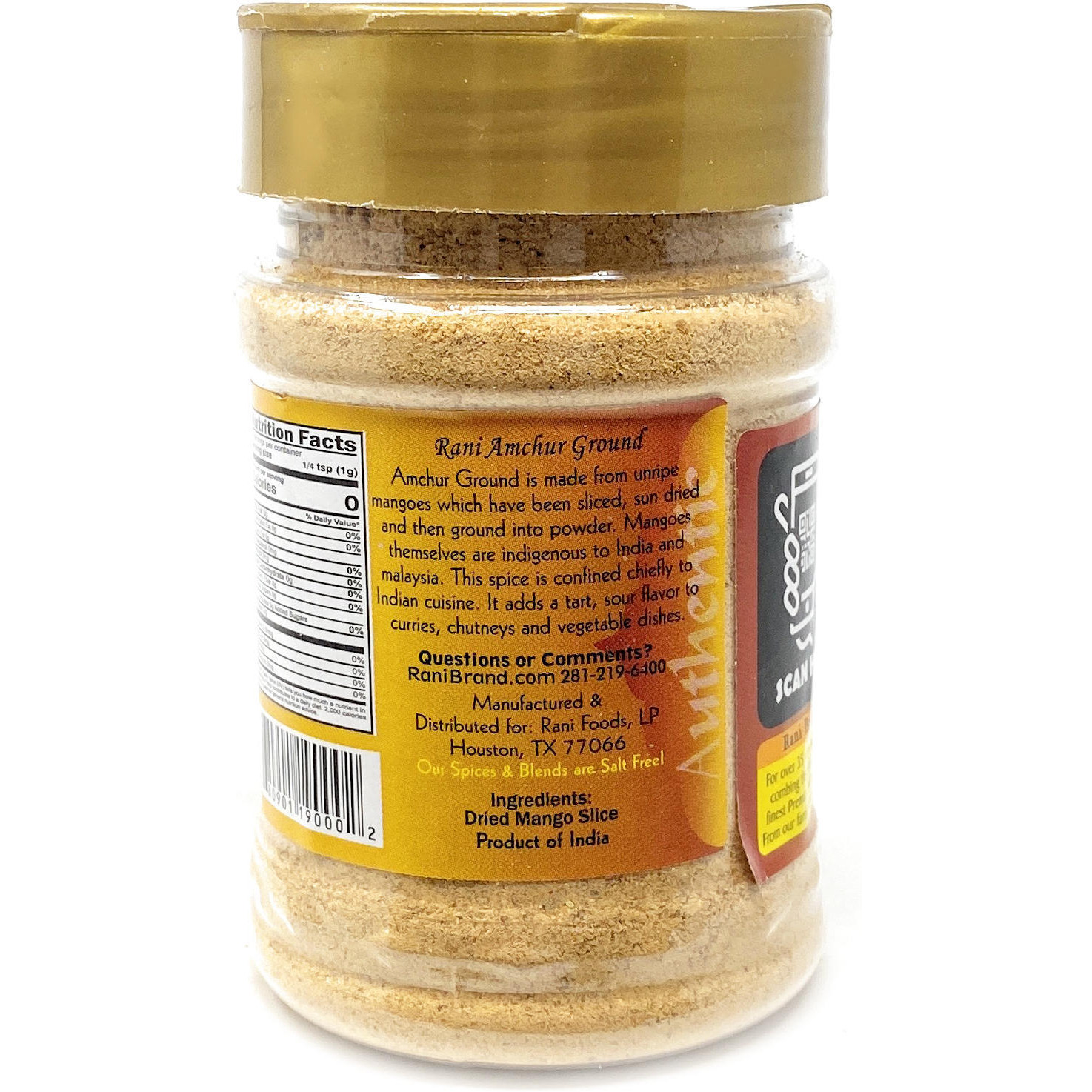 Rani Amchur (Mango) Ground Powder Spice 3oz (85g) ~ All Natural, Indian Origin | No Color | Gluten Free Ingredients | Vegan | NON-GMO | No Salt or fillers