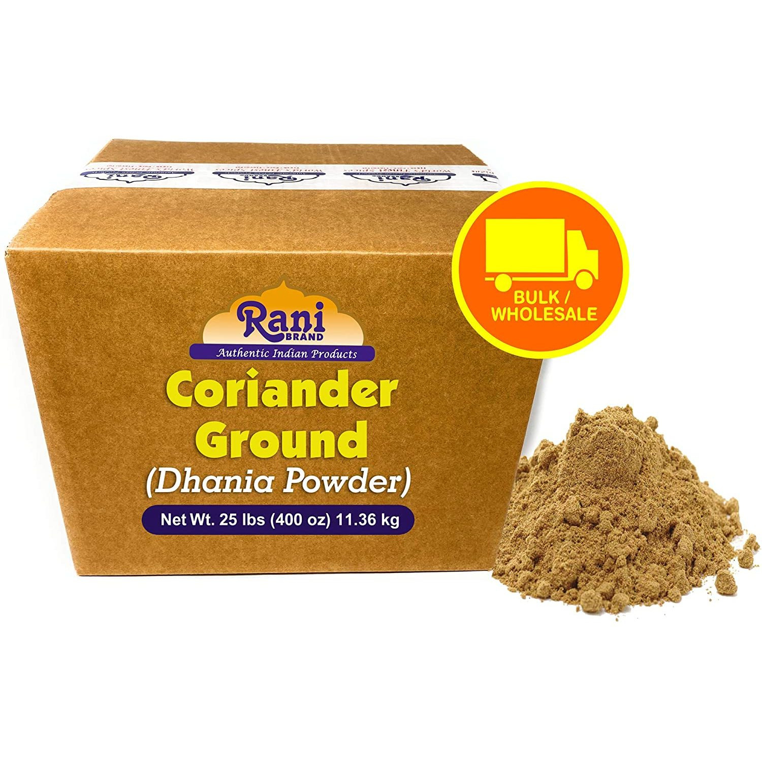 Rani Coriander Ground Powder (Indian Dhania) Spice 25-Pound (400 Ounce) 11.36kg ~ Bulk Box ~ All Natural, Salt-Free | Vegan | No Colors | Gluten Friendly | NON-GMO | Indian Origin