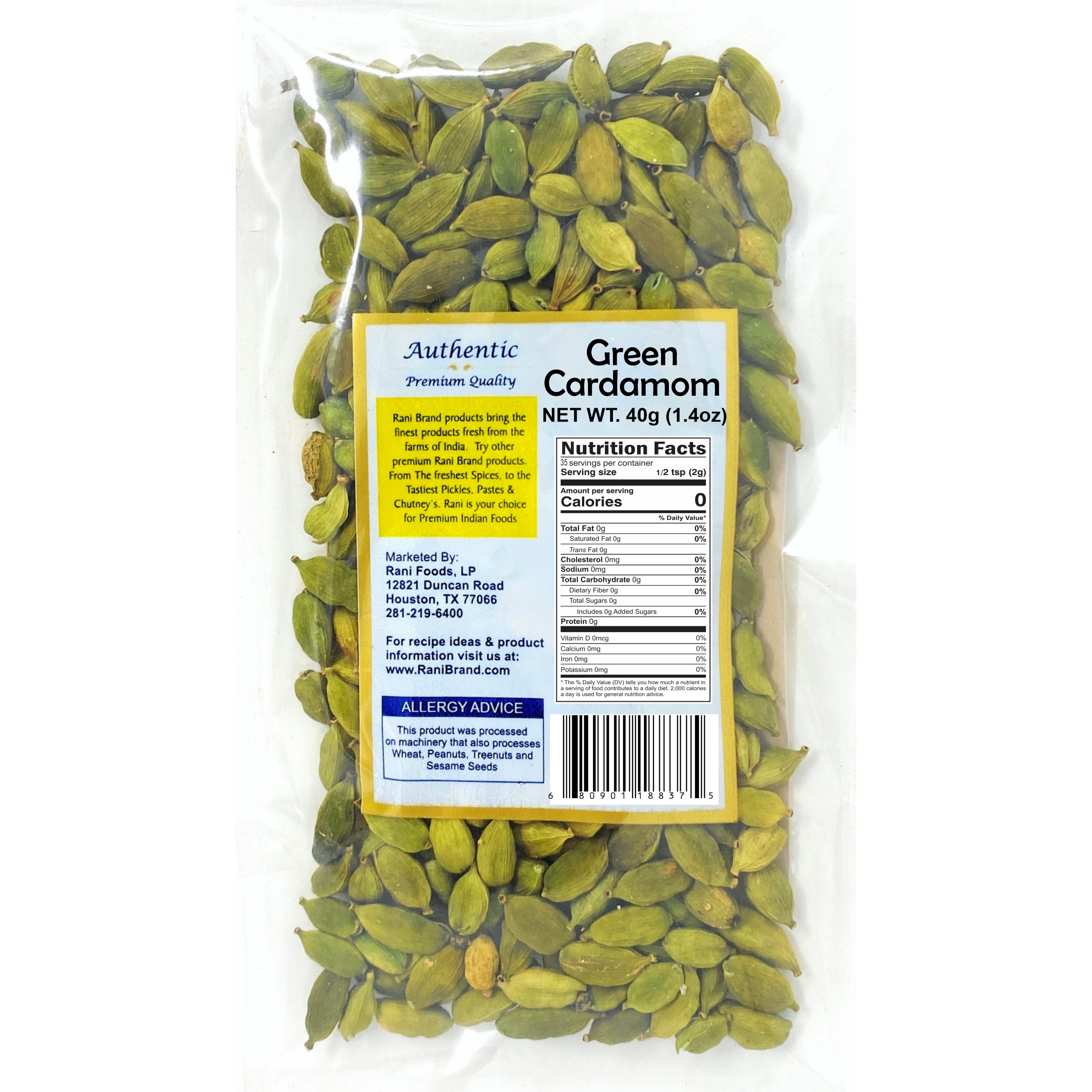 Rani Green Cardamom Pods Spice (Hari Elachi) 1.4oz (40g) ~ Natural | Vegan | Gluten Friendly | NON-GMO