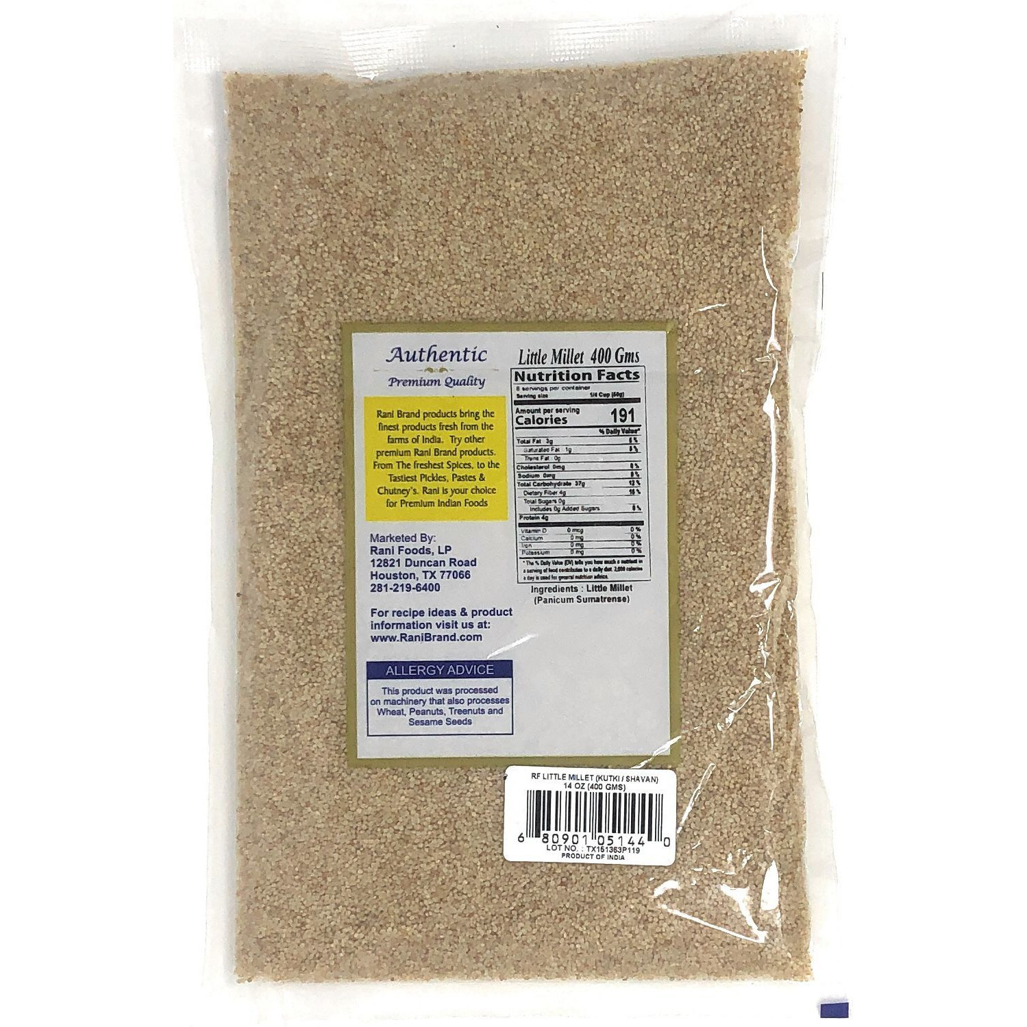 Rani Little Millet (Panicum Sumatrense) Whole Ancient Grain Seeds 14oz (400g) ~ All Natural | Gluten Friendly | NON-GMO | Vegan | Indian Origin | Kutki / Shavan / Saamai / Sama Kannada