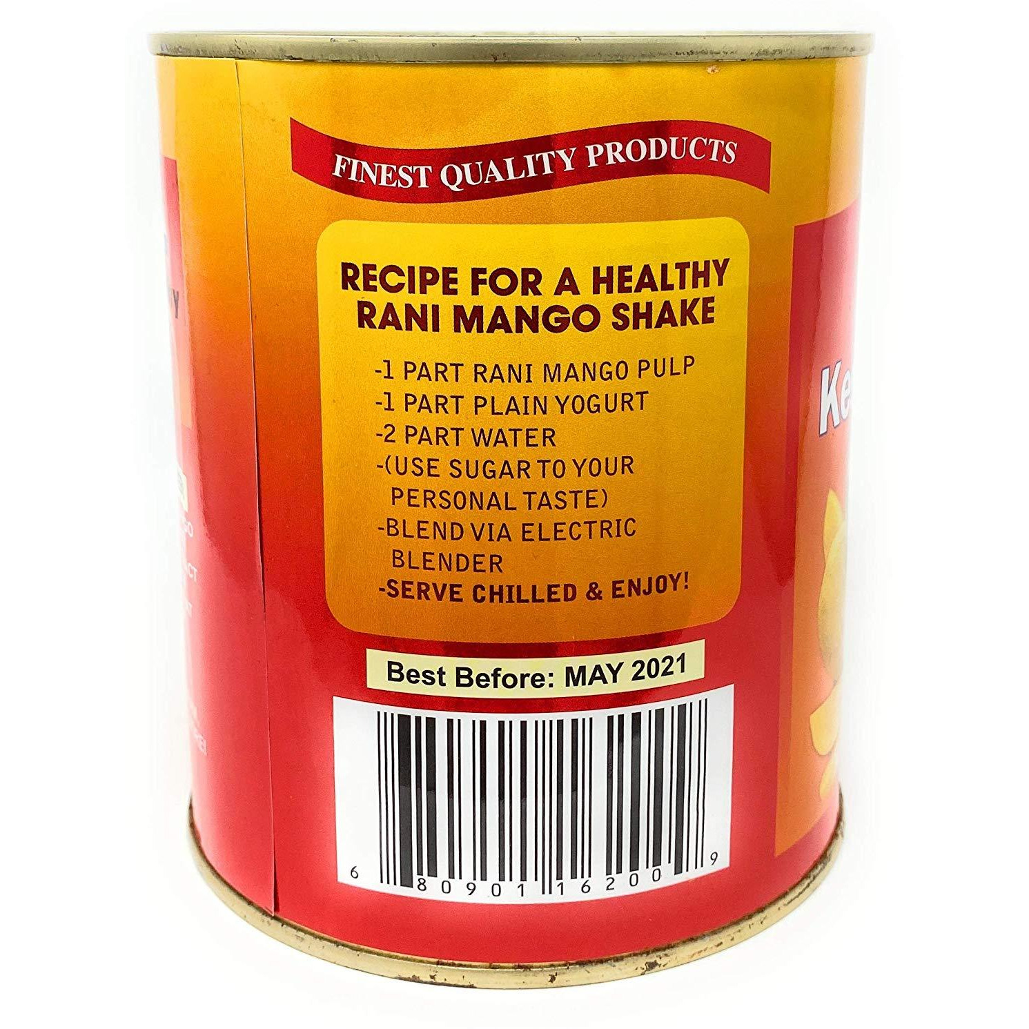 Rani Mango Pulp Puree (Makes Mango Lassi Shakes) Kesar Sweetened (6 pack) 30oz (1.875lbs) 850g ~ All Natural | NON-GMO | Vegan | No colors | Gluten Friendly | Indian Origin