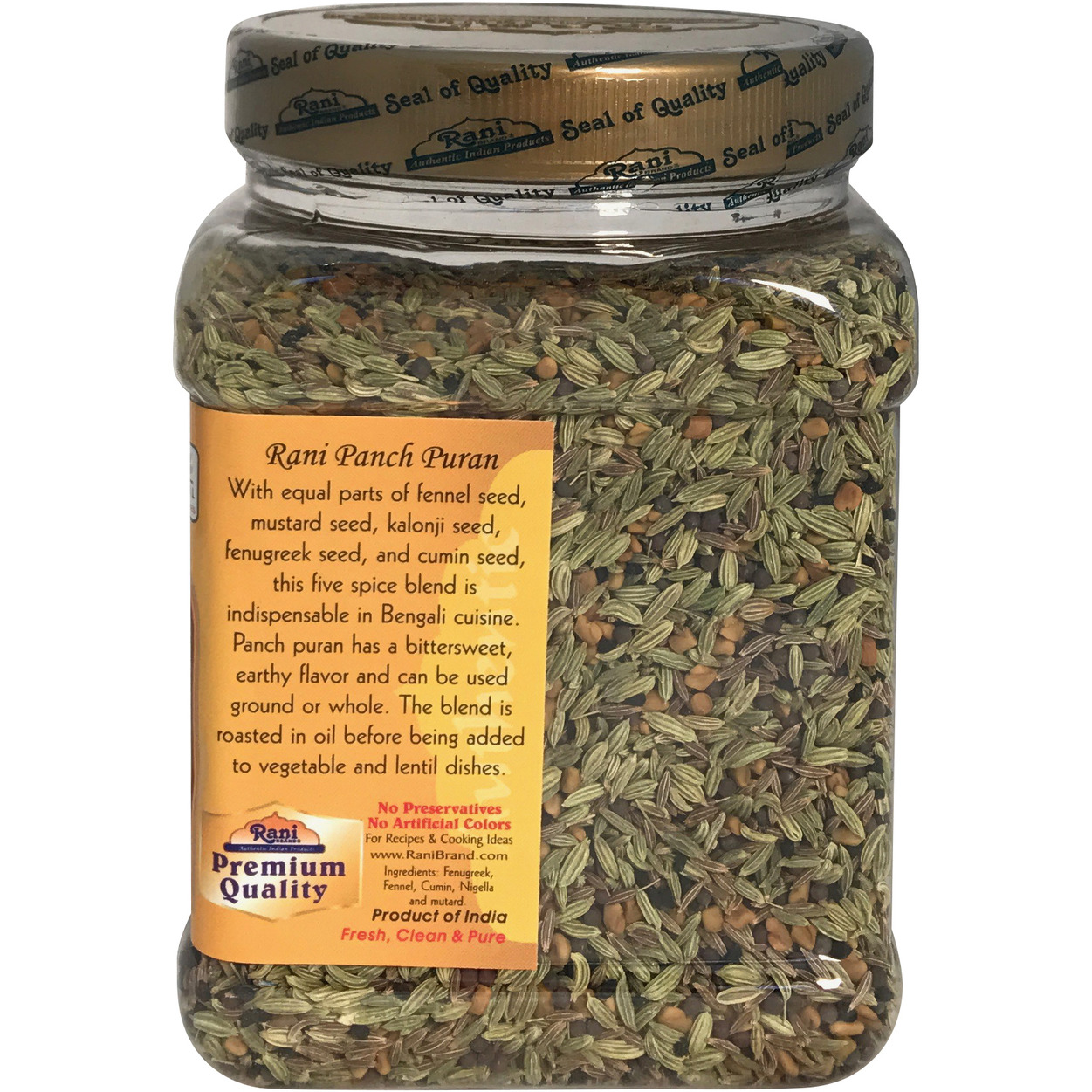 Rani Panch Puran (5 Spice) 16oz (454g) ~ All Natural | Vegan | Gluten Friendly | NON-GMO | Indian Origin (Equal Blend of Fenugreek, Mustard, Kalonji/Nigella, Fennel and Cumin)