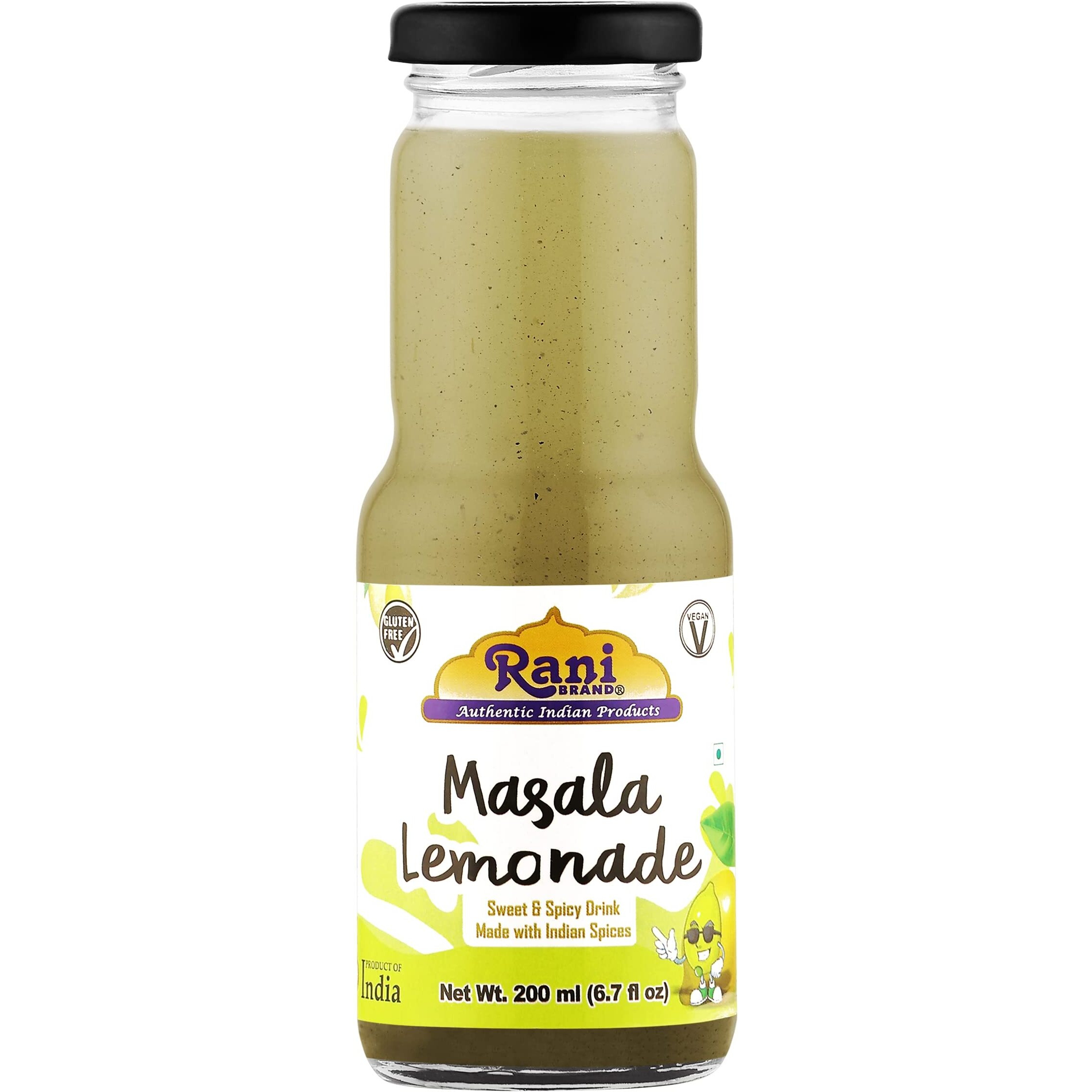 Rani Masala Lemonade 6.7 fl oz (200 ml) Glass Bottle, Pack of 6 ~ Indian Fruit Beverage, Vegan, Gluten Free, NON-GMO, Indian Origin