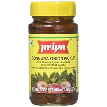 Pack of 4 - Priya Gongura Onion Pickle Without Garlic - 300 Gm (10.58 Oz)