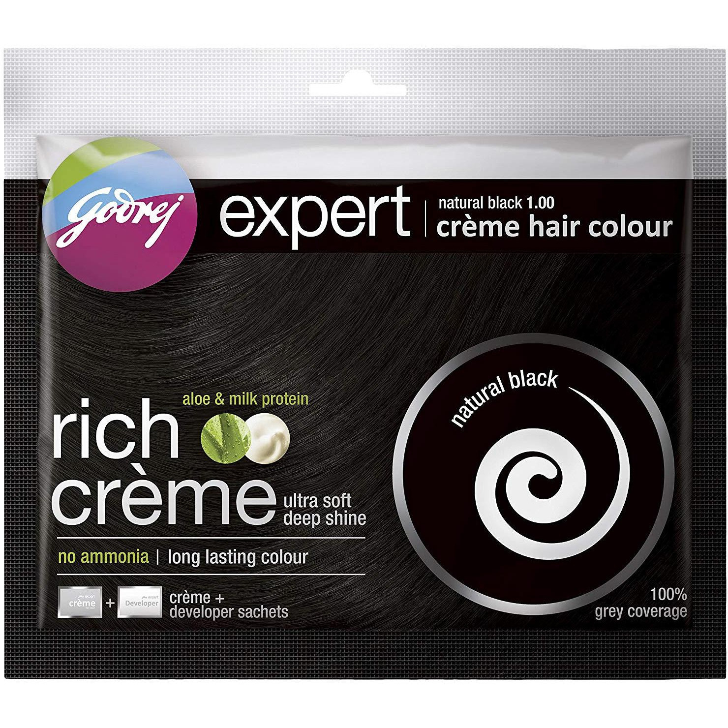 Pack of 3 - Godrej Expert Rich Creme Natural Black 1.0 Hair Color - 20 Gm (0.7 Oz)