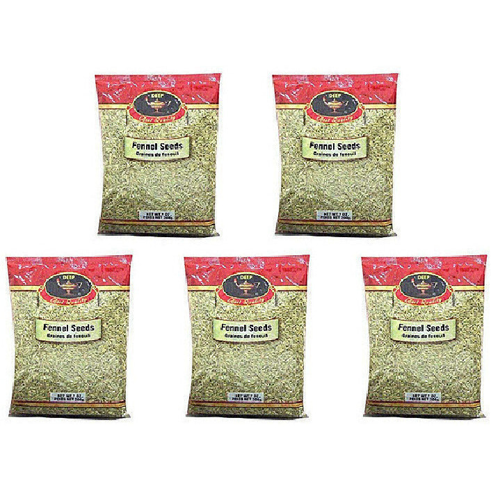 Pack of 5 - Deep Fennel Seeds - 400 Gm (14 Oz)