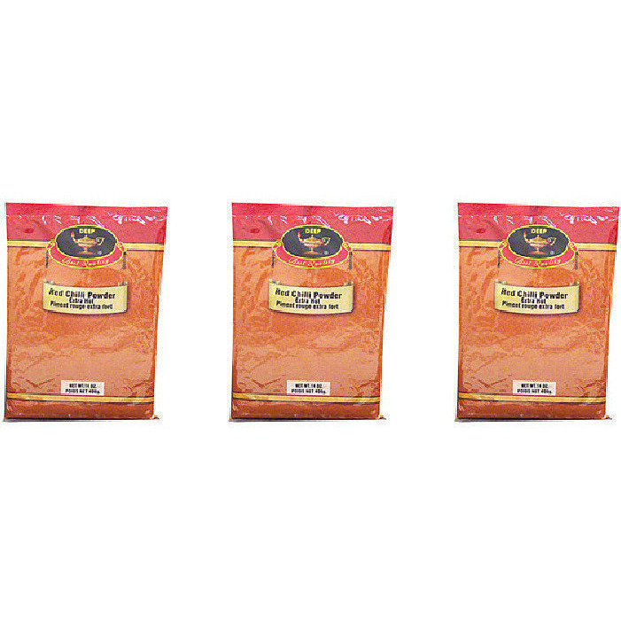 Pack of 3 - Deep Red Chili Powder Extra Hot - 200 Gm (7 Oz)