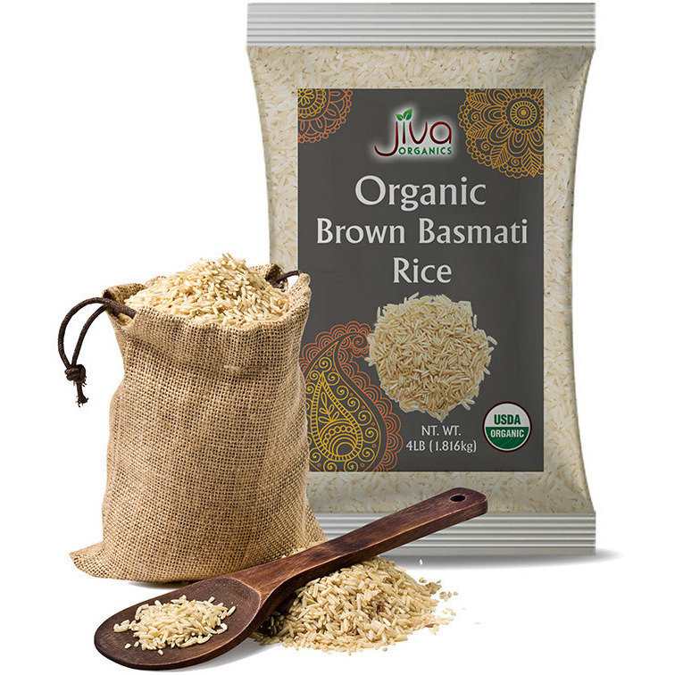 Pack of 3 - Jiva Organics Organic Brown Basmati Rice - 4 Lb (1.81 Gm)