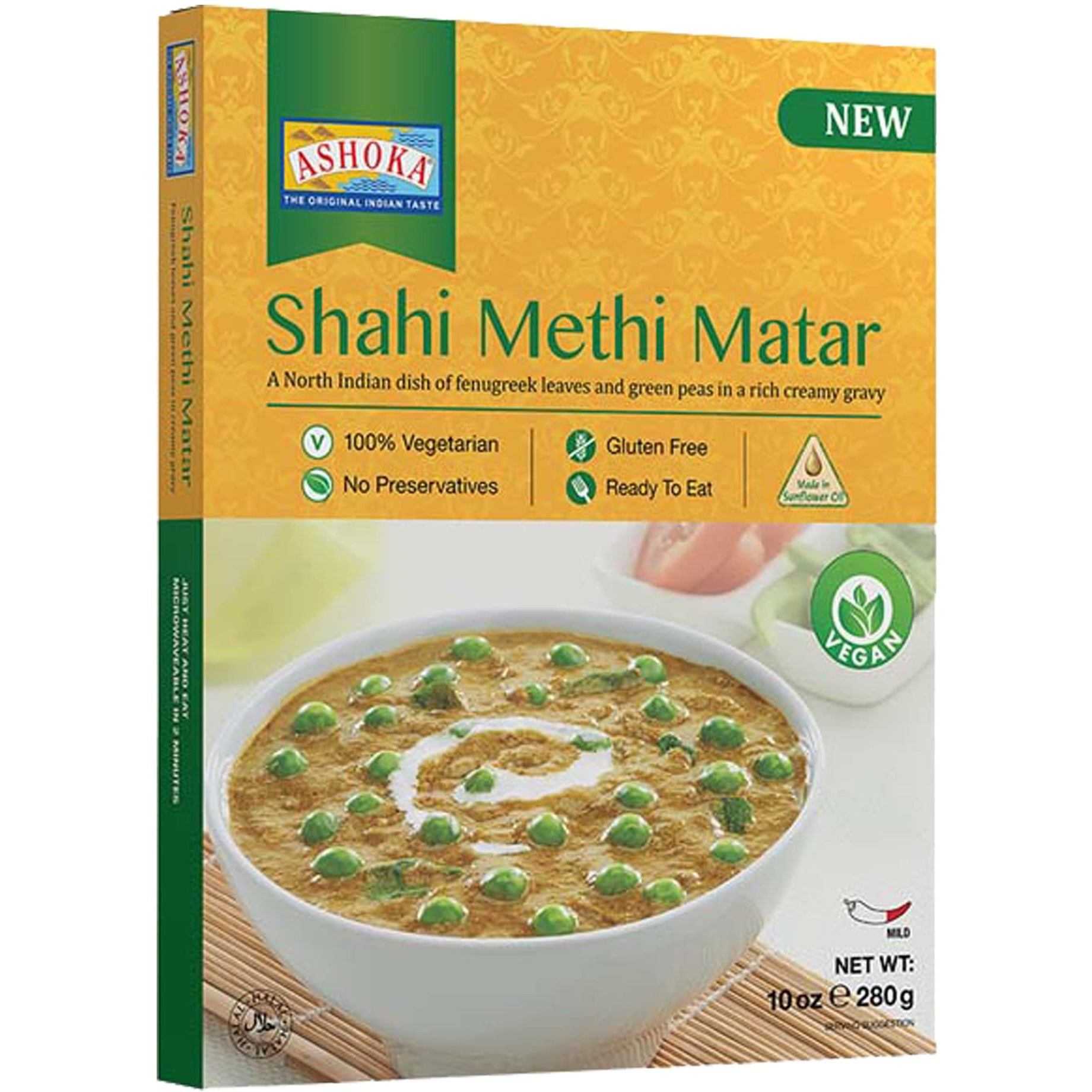 Pack of 3 - Ashoka Shahi Methi Matar Vegan Ready To Eat - 10 Oz (280 Gm)