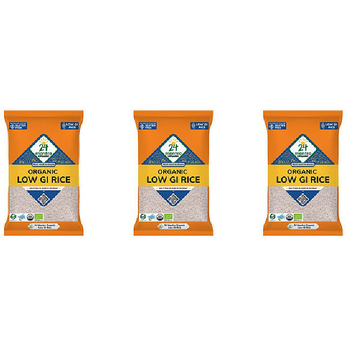 Pack of 3 - 24 Mantra Organic Low Gi Rice - 4 Lb (1.82 Kg)