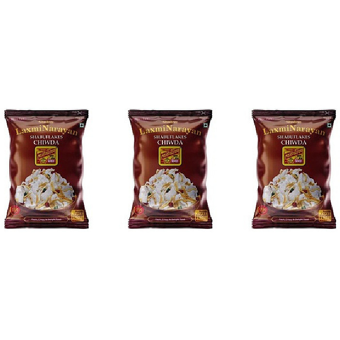 Pack of 3 - Sitashree Laxmi Narayan Shabuflakes Chiwda - 250 Gm (8.8 Oz)