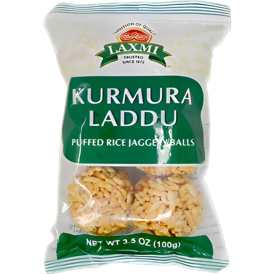 Pack of 4 - Laxmi Kurmura Laddu Puffed Rice Jaggery Balls - 100 Gm (3.5 Oz)