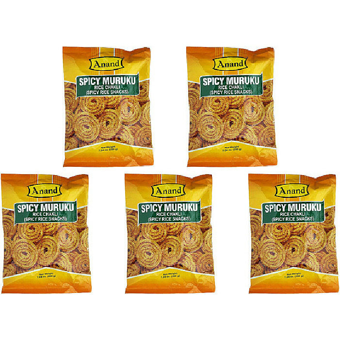 Pack of 5 - Anand Spicy Mullu Murukku Crunchy Snack - 200 Gm (7 Oz)