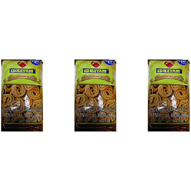 Pack of 3 - Idhayam Spicy Thenkulal Murukku - 340 Gm (12 Oz)