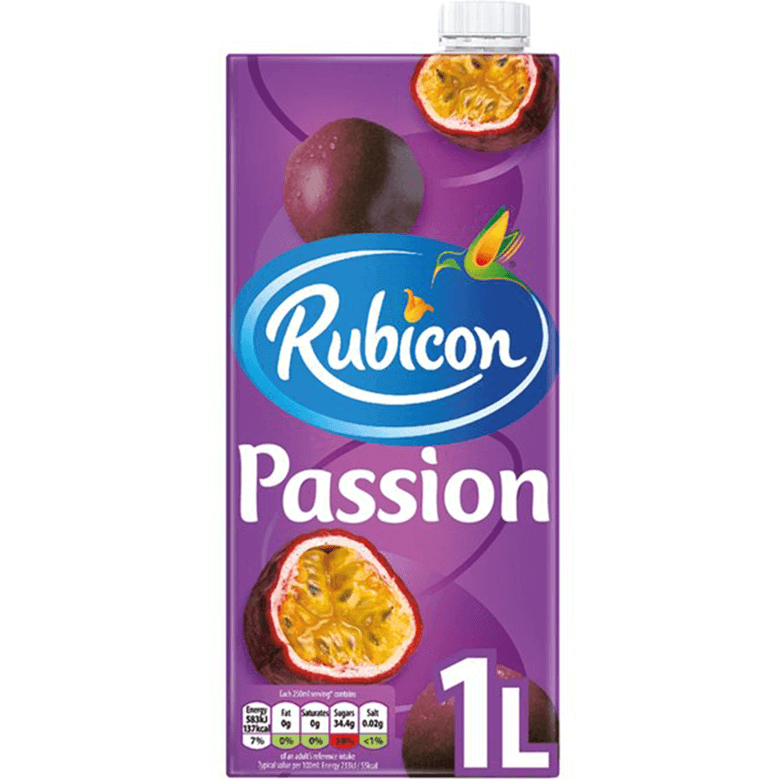 Pack of 2 - Rubicon Passion Fruit Juice No Sugar Added - 1 L (33.8 Fl Oz )