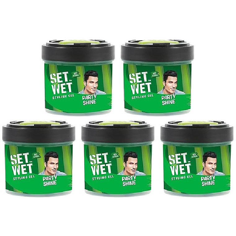 Pack of 5 - Set Wet Styling Gel Party Shine - 250 Gm (8.7 Oz)