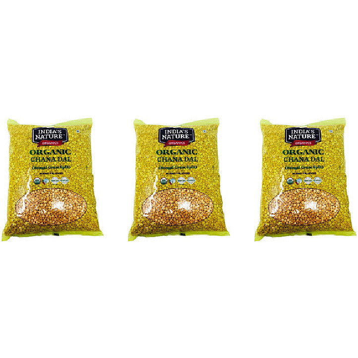 Pack of 3 - India's Nature Organic Chana Dal - 4 Lb (1.81 Kg)