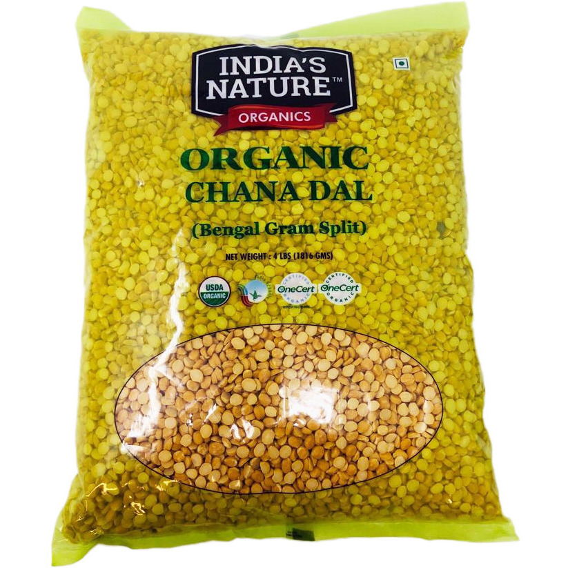 Pack of 3 - India's Nature Organic Chana Dal - 4 Lb (1.81 Kg)