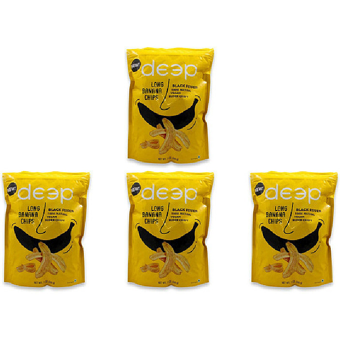 Pack of 4 - Deep Long Banana Chips Black Pepper - 200 Gm (7 Oz)