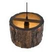 RUSTIC WOODEN LOG HANGING PENDANT LIGHT, INDUSTRIAL OUTDOOR LIGHT, E27