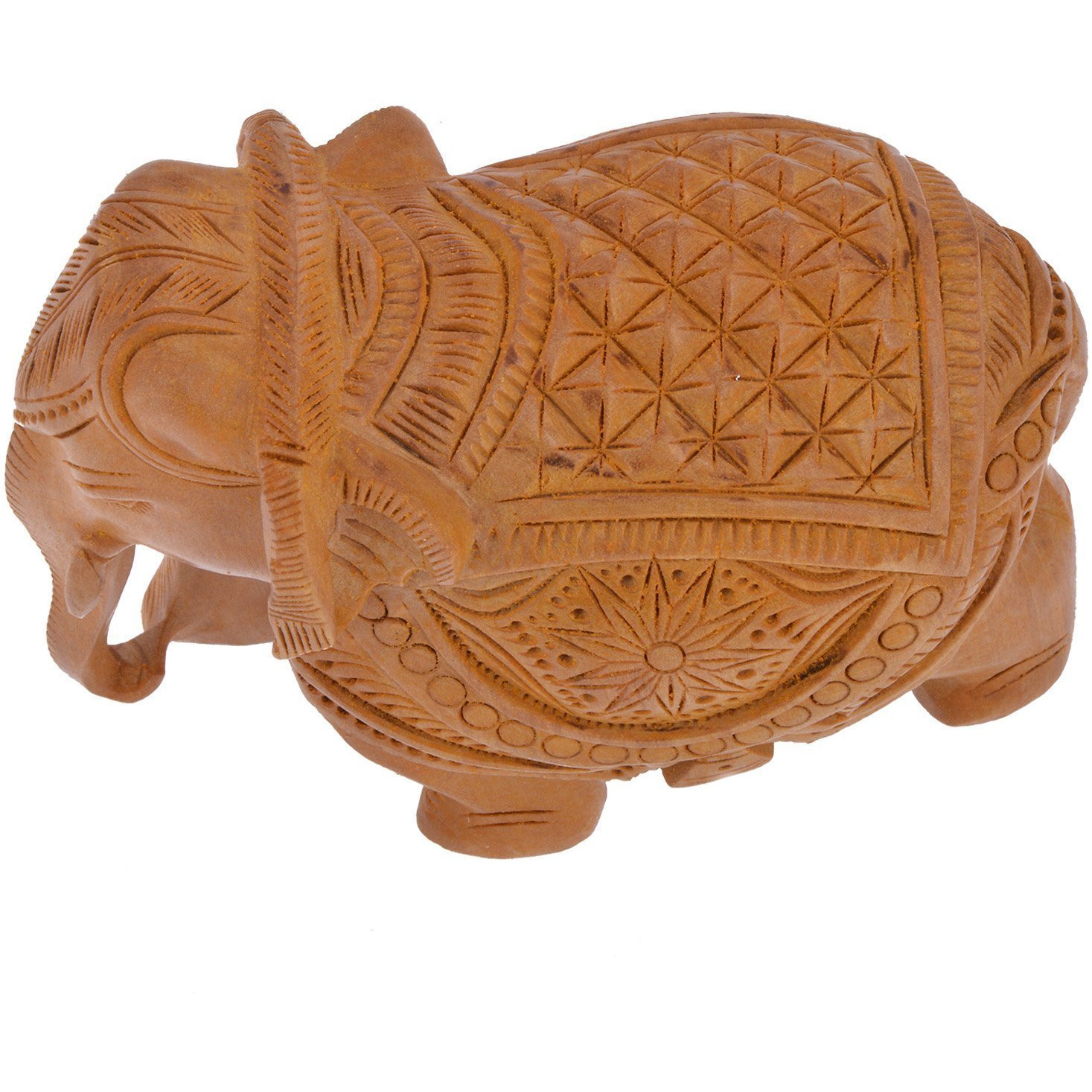 ooden Handicraft Home Decor Elephant showpiece 4 inch (12 cm * 5 cm * 10 cm, Brown)